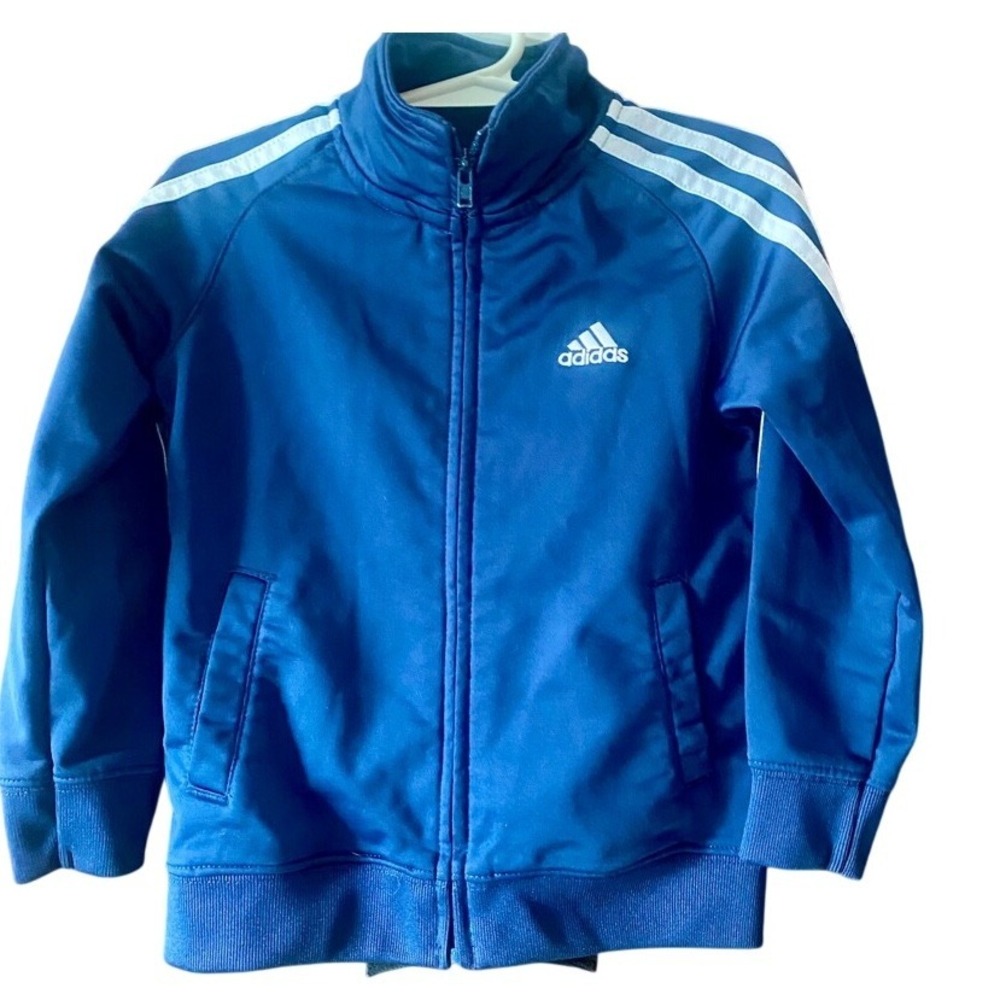 Adidas Track Jacket Full Zip Blue White Stripe Athletic Coat Kids‎ Size 3T